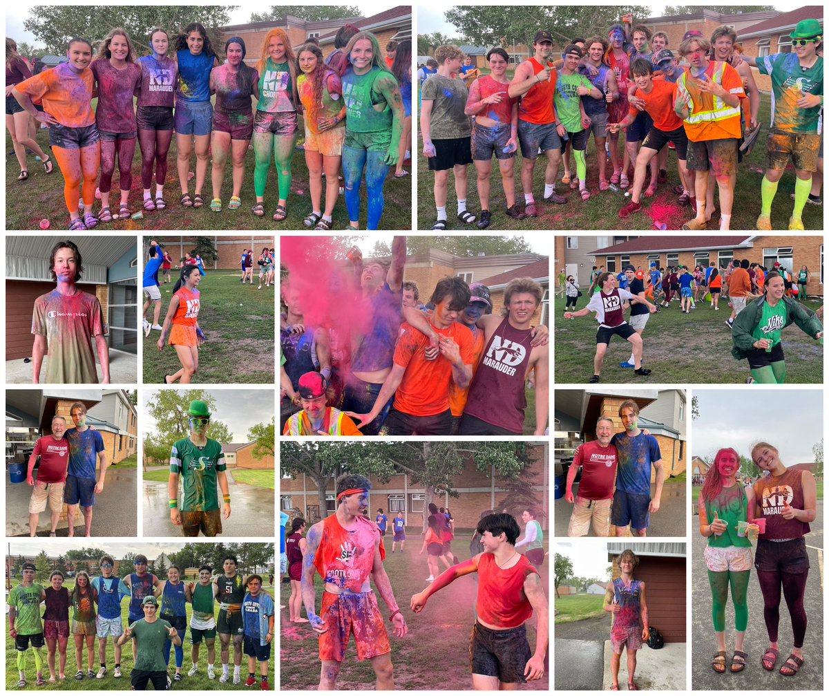 The colours (and the rain) were flying on campus after school this week.

It was Colour War Wednesday during Spirit Week and the last chance for our Hounds to show off their Badger/Chopper/Gunner/Marauder pride before the end of the school year.
🟠🟢🔵🔴

#NDProud #CampusLife