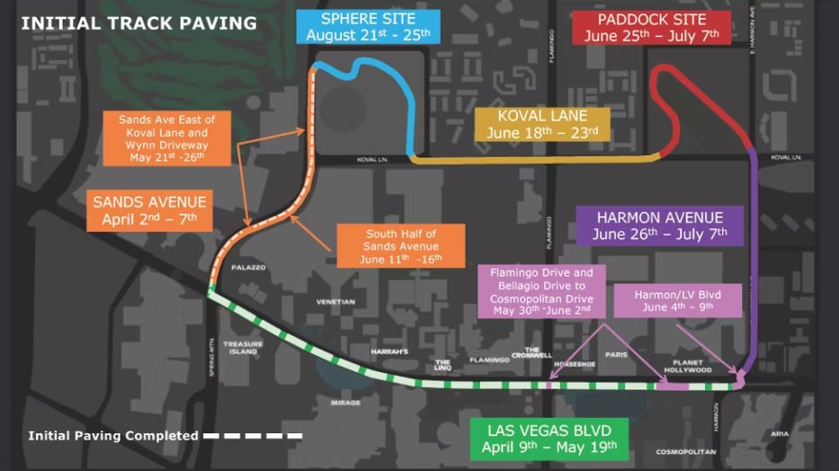 #TrafficAlert &#128680; Update on @F1 Las #Vegas Strip repaving work.

&#128679;Starting Sunday at 9pm through 9am Friday - work will take place at the intersection of Harmon and Las #Vegas Blvd.

There will be traffic shifts and lane reductions. Expect delays and consider alternate routes.