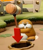 Whenever he whacks, he looks to the side, as if in fear.