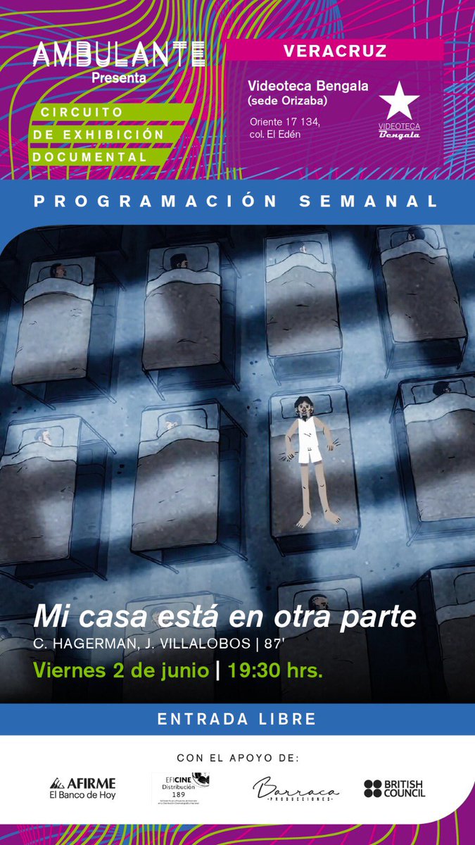 VBengala's tweet image. ¡Última función! ¡Hoy! nos toca ver &quot;𝗠𝗶 𝗰𝗮𝘀𝗮 𝗲𝘀𝘁𝗮́ 𝗲𝗻 𝗼𝘁𝗿𝗮 𝗽𝗮𝗿𝘁𝗲&quot;

🎬Documental animado que cuenta tres historias de jóvenes pertenecientes a familias mexicanas que migraron ilegalmente a Estados Unidos en busca de mejores oportunidades.🎬 #AmbulantePresenta