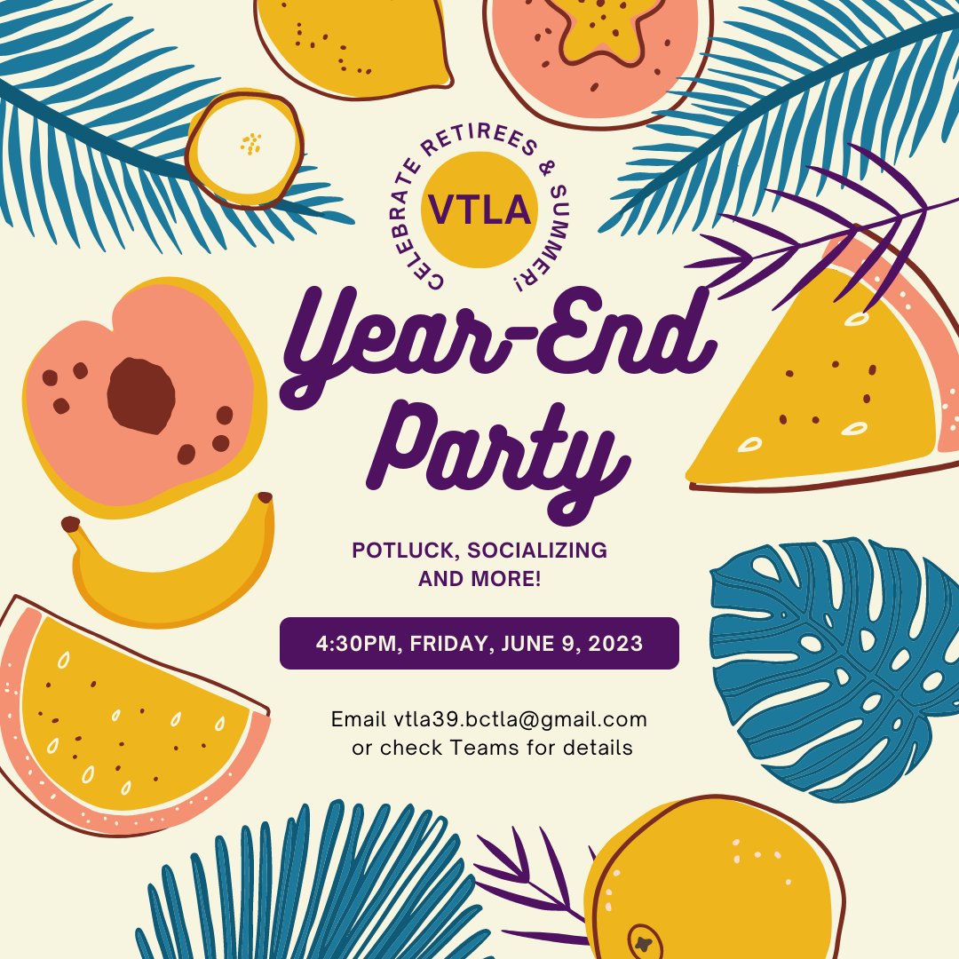 We're having our annual year-end party on Friday, June 9th! Find all the details on Teams.