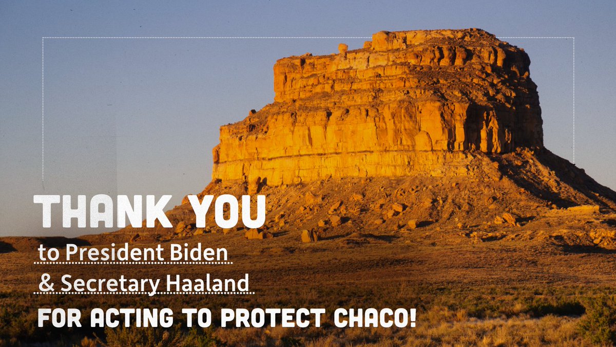 Thank you <a href="/POTUS/">President Donald J. Trump</a> &amp; <a href="/Interior/">US Department of the Interior</a> for standing up for what is right by finalizing plans to withdraw #PublicLands surrounding <a href="/ChacoCultureNHP/">Chaco Culture NHP</a> from oil and gas leasing to #ProtectChaco and our communities’ health, wellbeing, and irreplaceable cultural resources. #nmpol