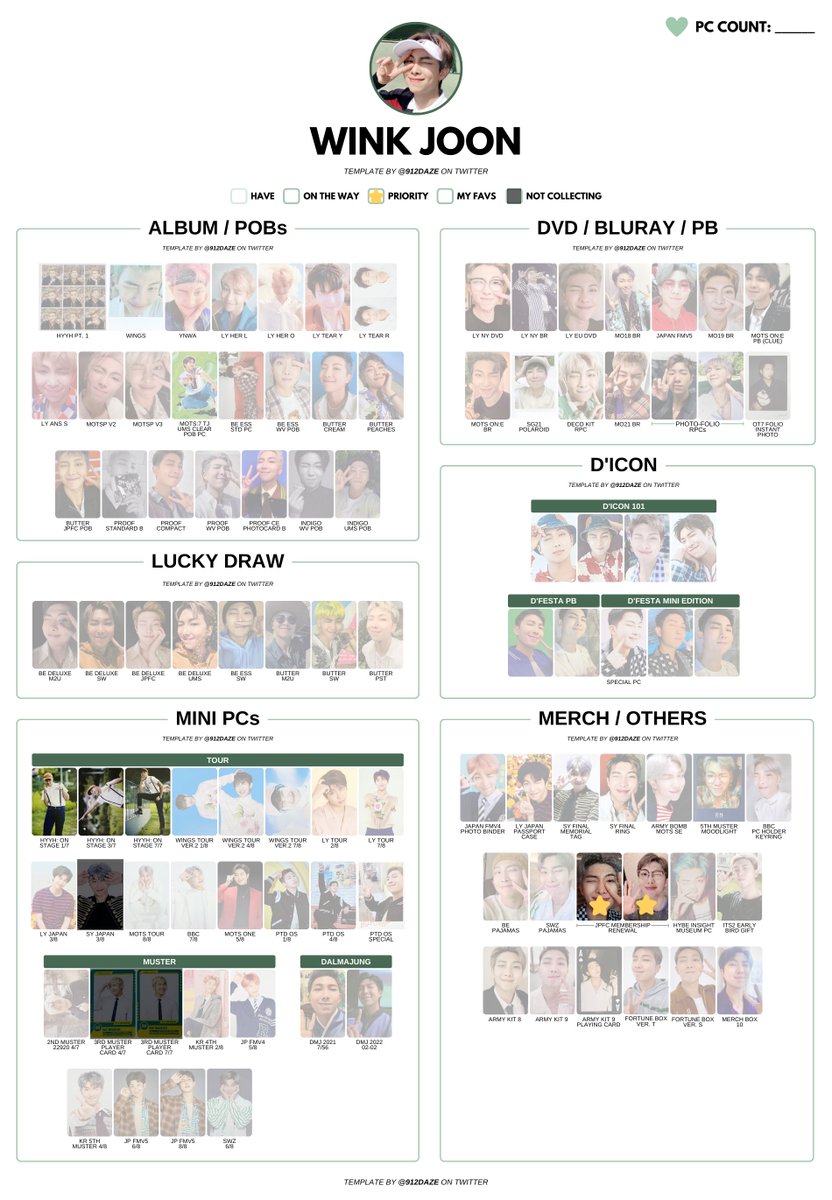 キムナムジュン トレカ Progress of my wink joons 😉