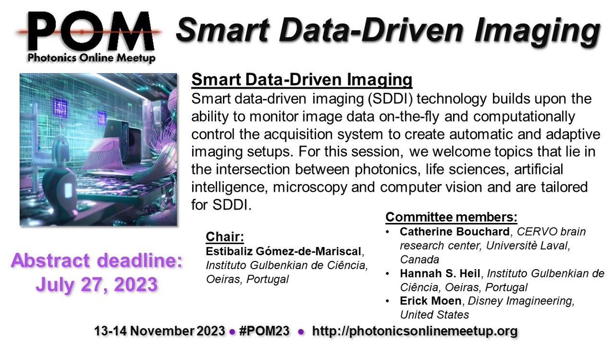 PhotonicsMeetup's tweet photo. Want to learn how AI is accelerating image analysis or are you creating or implementing new methods? This session lead by @gomez_mariscal is for you!!
#AI #DataAnalytics #DataScience https://t.co/wLBcyGAcYO