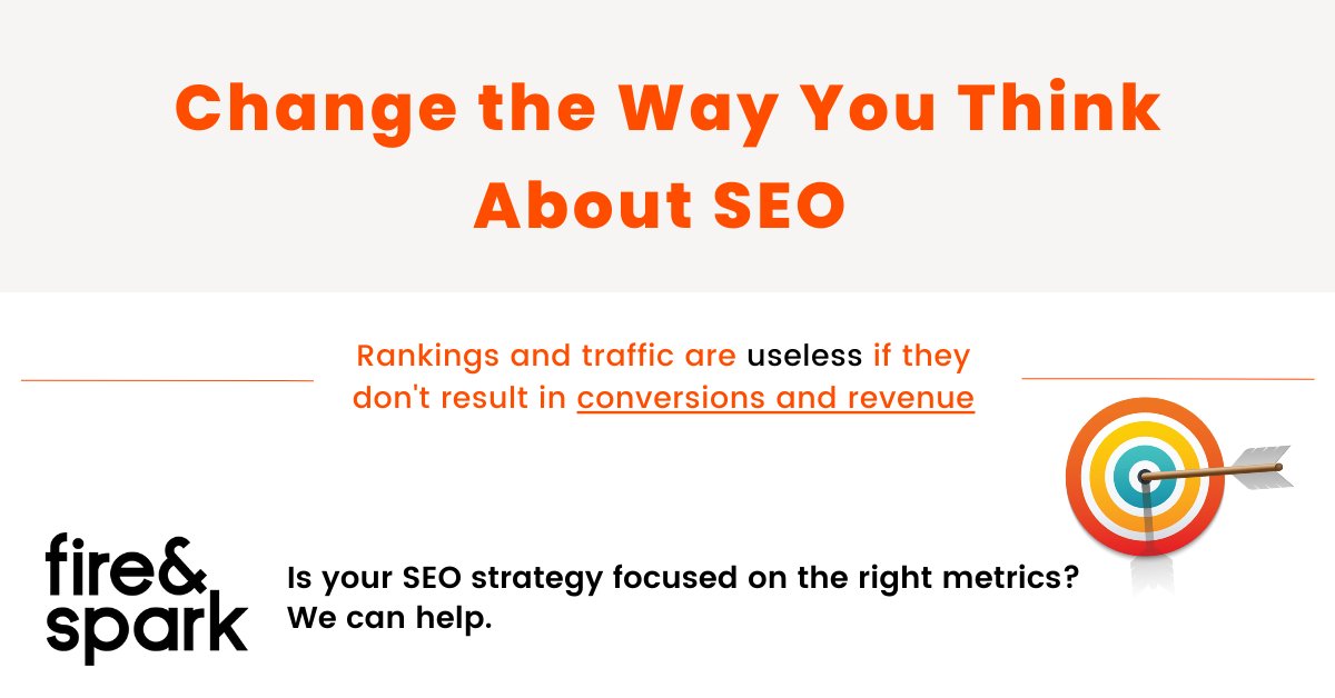 If organic traffic can't be tied to revenue, it's worthless! Is your SEO investment resulting in conversions and sales? If not, Fire&amp;Spark can help. Contact us for a free strategy consultation with a conversion expert: fireandspark.com/contact  

#seo #revenue #agency #website