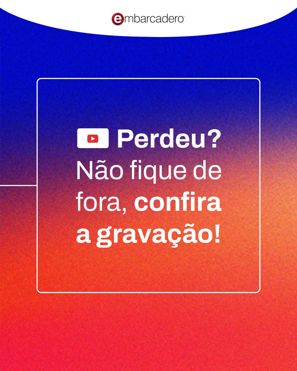 embarcaderoBR's tweet photo. Queríamos agradecer a todos que participaram da nossa Live Embarcadero On Air. Foi demais ter vocês lá! Não conseguiu participar? Não tem problema, a gravação já está disponível em nosso canal do YouTube para ver e rever quantas vezes quiser! assista em: https://t.co/lmA3nOcPtK https://t.co/YdJc0PolRL