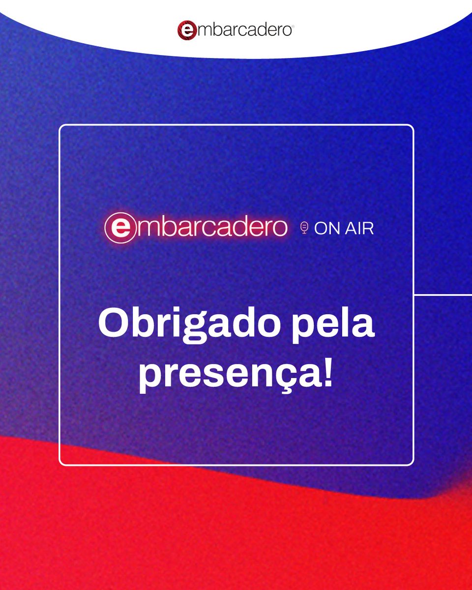 embarcaderoBR's tweet photo. Queríamos agradecer a todos que participaram da nossa Live Embarcadero On Air. Foi demais ter vocês lá! Não conseguiu participar? Não tem problema, a gravação já está disponível em nosso canal do YouTube para ver e rever quantas vezes quiser! assista em: https://t.co/lmA3nOcPtK https://t.co/YdJc0PolRL