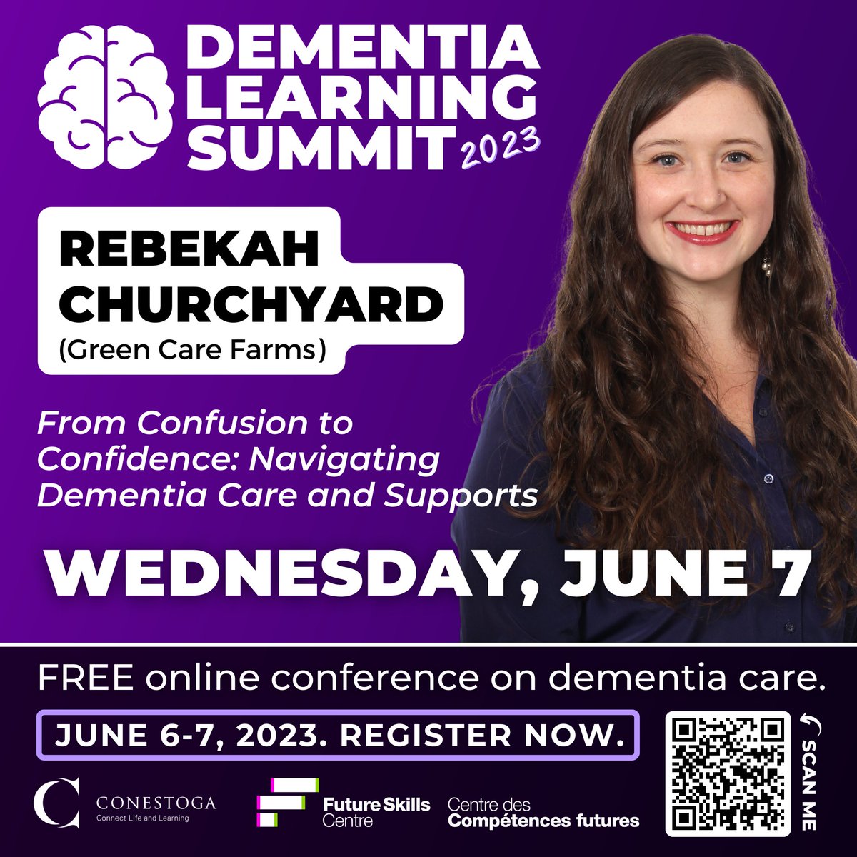 On June 7, you will hear from the Chief Executive Officer <a href="/GreenCareFarms/">Green Care Farms Inc. 🌻</a>, <a href="/rchurchyard_/">Rebekah Churchyard ♡</a> who will share how to navigate #DementiaCare and supports.

Register for other exciting talks at the #DementiaLS23: tinyurl.com/mrcrmk6y #ConestogaCRADLE
<a href="/fsc_ccf_en/">Future Skills Centre</a> <a href="/bamphd/">Brad Meisner</a> @GPA_AGEinc