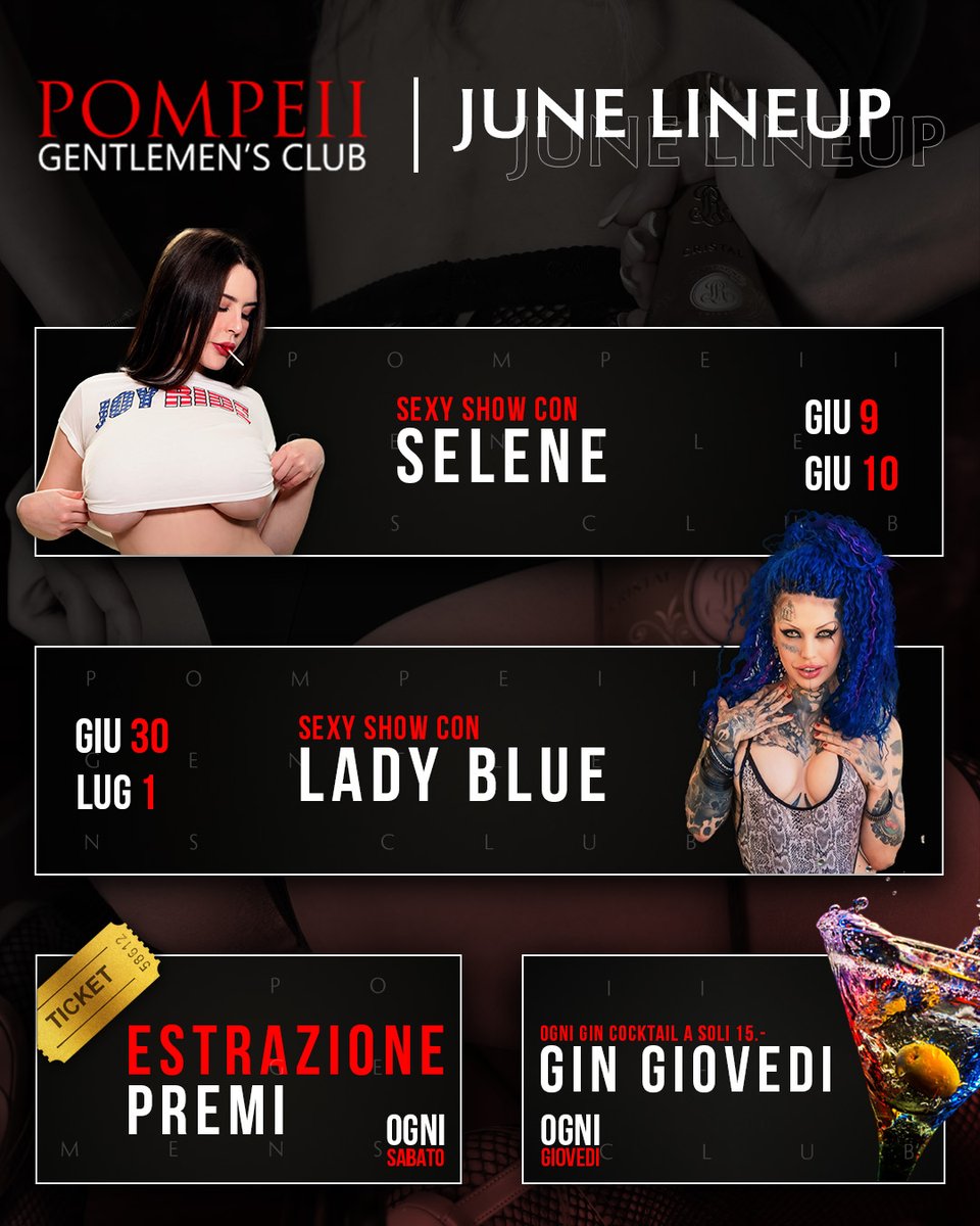 Cosa succede quando Lady Blue e Selene prendono il controllo? Solo una maniera per scoprirlo... Vieni a trovarci questo giugno al <a href="/PompeiiChiasso/">Pompeii Gent's Club</a>! 😈

🍭 Giugno 9 e 10 - Sexy show con Selene
💙 Giugno 20 e luglio 1 - Sexy show con <a href="/ladyblueangy/">lady blue</a>