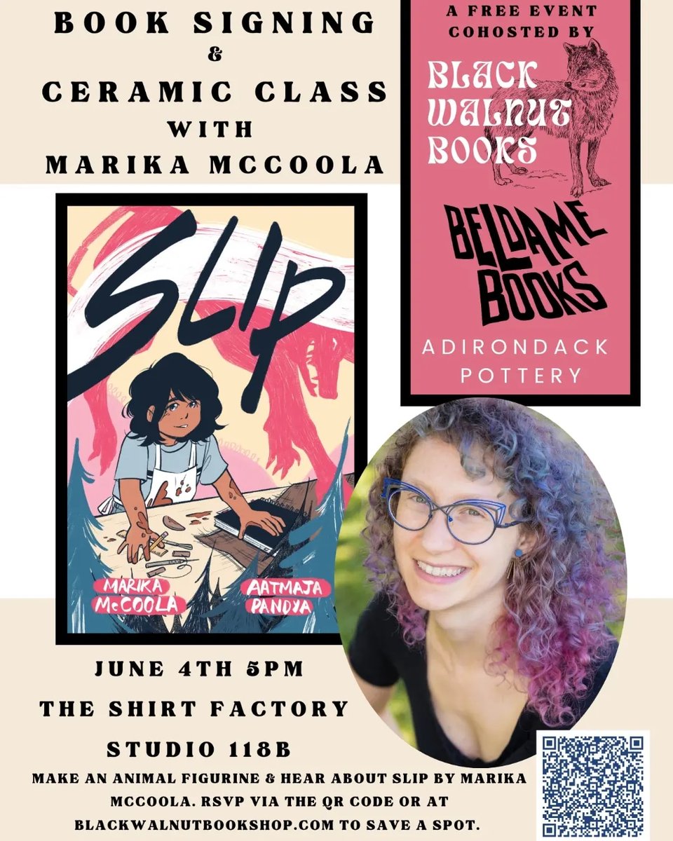 ✨ Slip Event ✨
Just your reminder to sign up for this free event hosted by @beldamebooks @blackwalnutbooks @adirondackpottery and @marikamccoola ! It starts at 5pm this Sunday June 4th after the pride parade. It's going to be so much fun!#pride #queer #booksigning #pottery