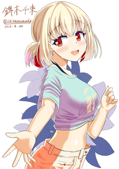 何かトレンドに上がってたから貼っとこう ちょっと前に描いた錦木千束ちゃん #リコリス・リコイル #リコリコ #錦木千束