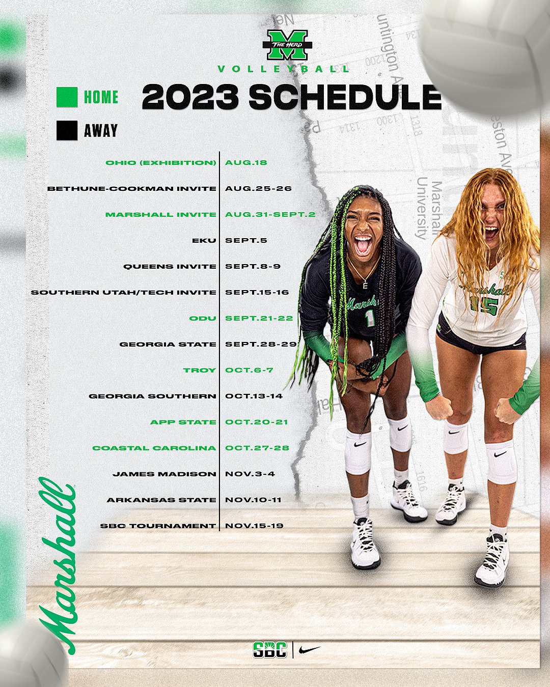 Marshall Volleyball on Twitter "𝐓𝐇𝐄 𝟐𝟎𝟐𝟑 𝐅𝐀𝐋𝐋 𝐕𝐎𝐋𝐋𝐄𝐘𝐁𝐀𝐋𝐋 𝐒𝐂𝐇𝐄𝐃𝐔𝐋𝐄 𝐈𝐒
