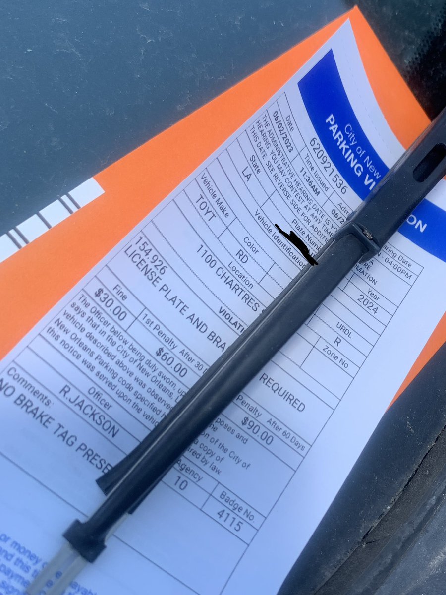 Okay, <a href="/CityOfNOLA/">The City Of New Orleans</a>, these tickets were given less than 24 hours apart. Shouldn’t you actually give people time to fix the issue before giving them another ticket. Side note, I have a brake tag and your brake tag/inspection sticker scheme is confusing. <a href="/HelenaMorenoLA/">Helena Moreno</a>