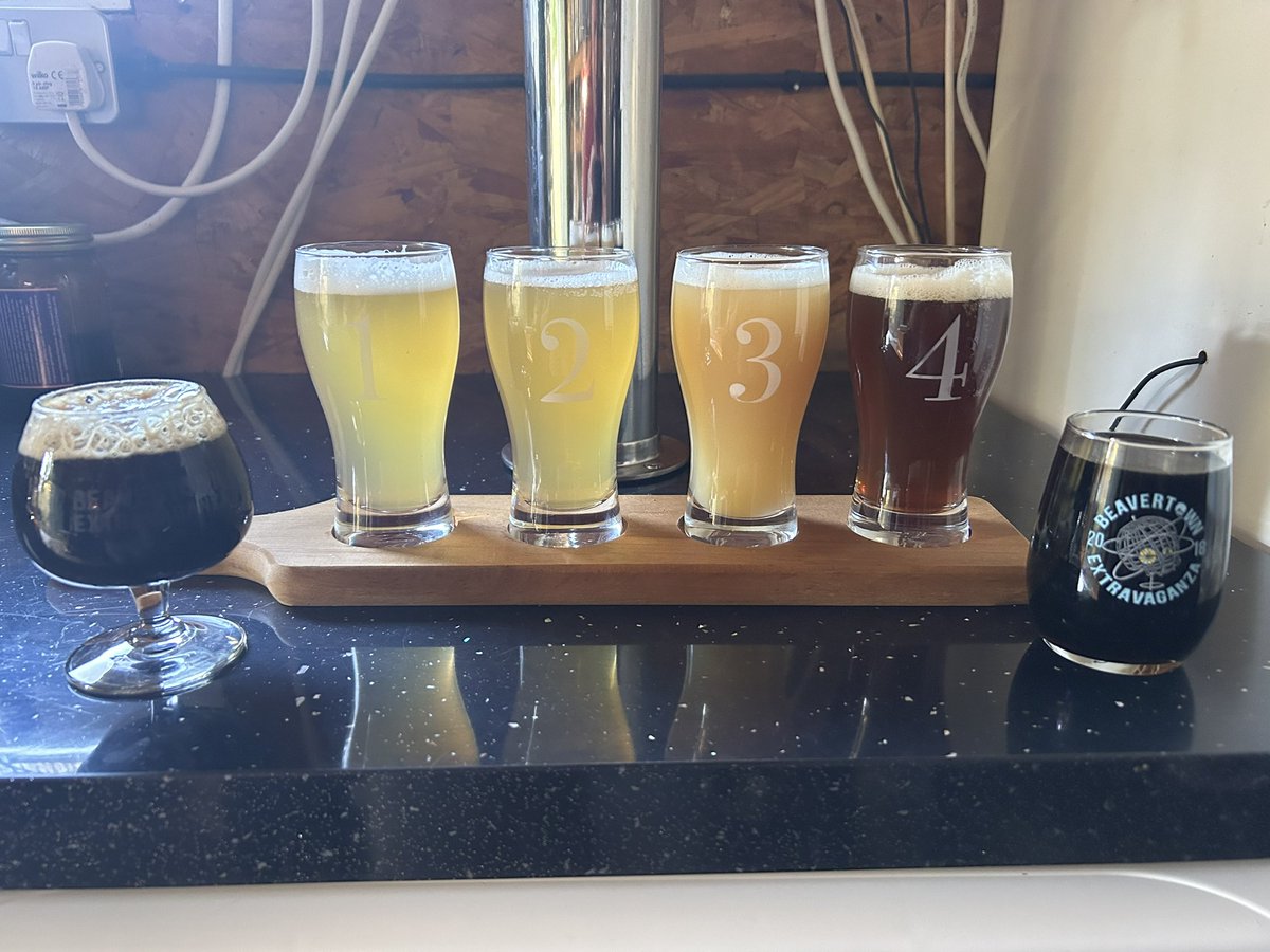 CallabyMatt's tweet image. Tomorrow I host Shedfest 2023. A gathering with some good friends that I try to do each year (failed in some though).  We drink my homebrew, eat my BBQ and generally have a great time.  Very happy with the 2023 flight.