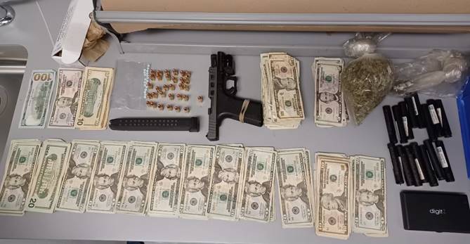 Yesterday a member of our Historic Downtown Unit recovered a handgun, marijuana, suspected opioid pills, and a large amount of cash. The accused was charged with multiple offenses including distribution and weapons violations.
