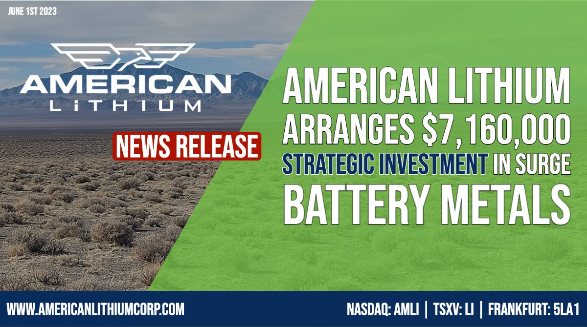 LithiumAmerican's tweet photo. 🚨NEWS—We've arranged a strategic investment in @SurgeBattery Metals.

We look forward to supporting Surge through our investment and with our experience exploring &amp; developing claystone #Lithium deposits in Nevada.

Press Release🔗 https://t.co/TG0CPtZK6f 

🇺🇸 $AMLI 🇨🇦 $LI https://t.co/DxSSy3j1np