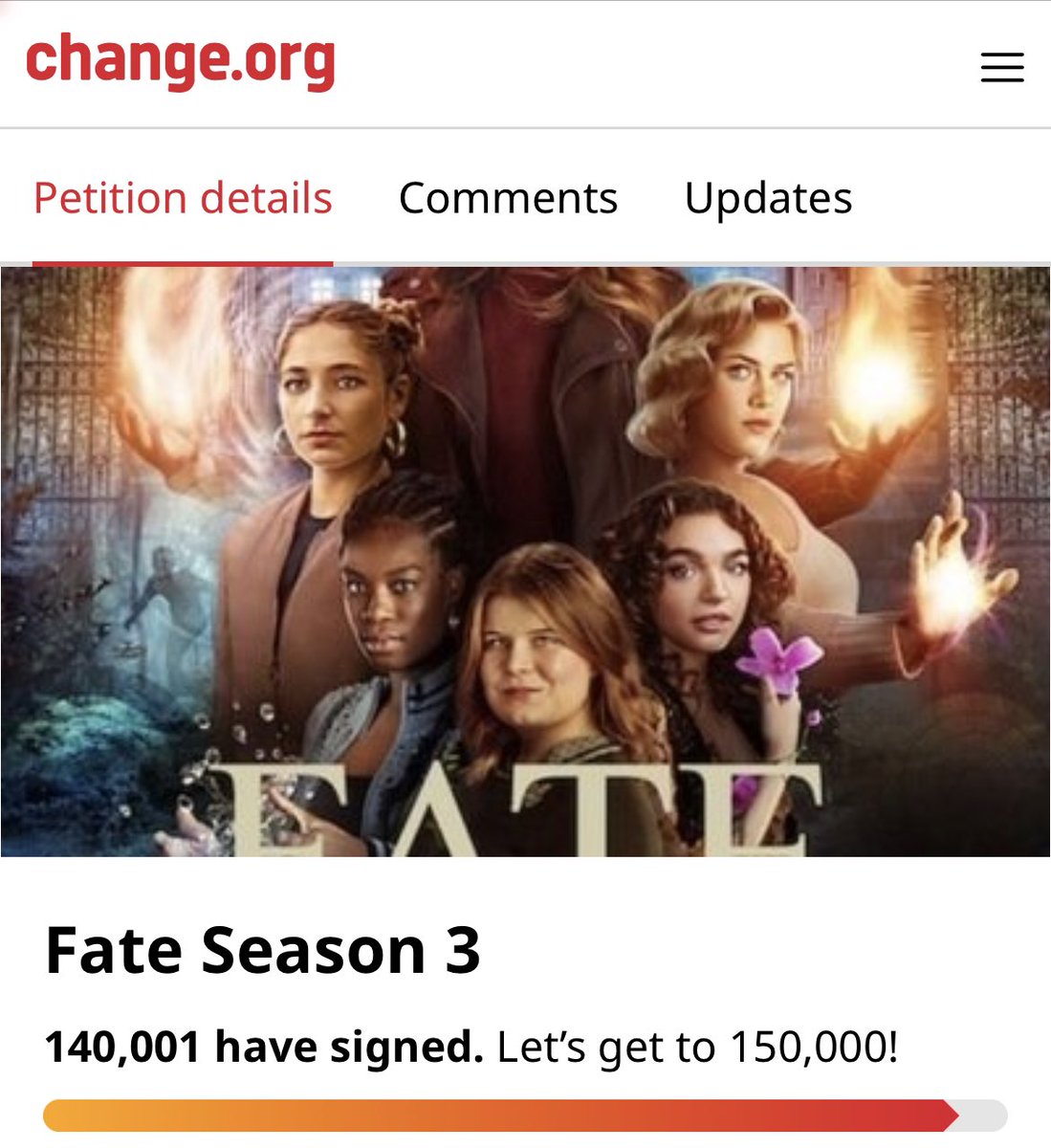 140K!!!!!!! #SaveFateTheWinxSaga @netflix