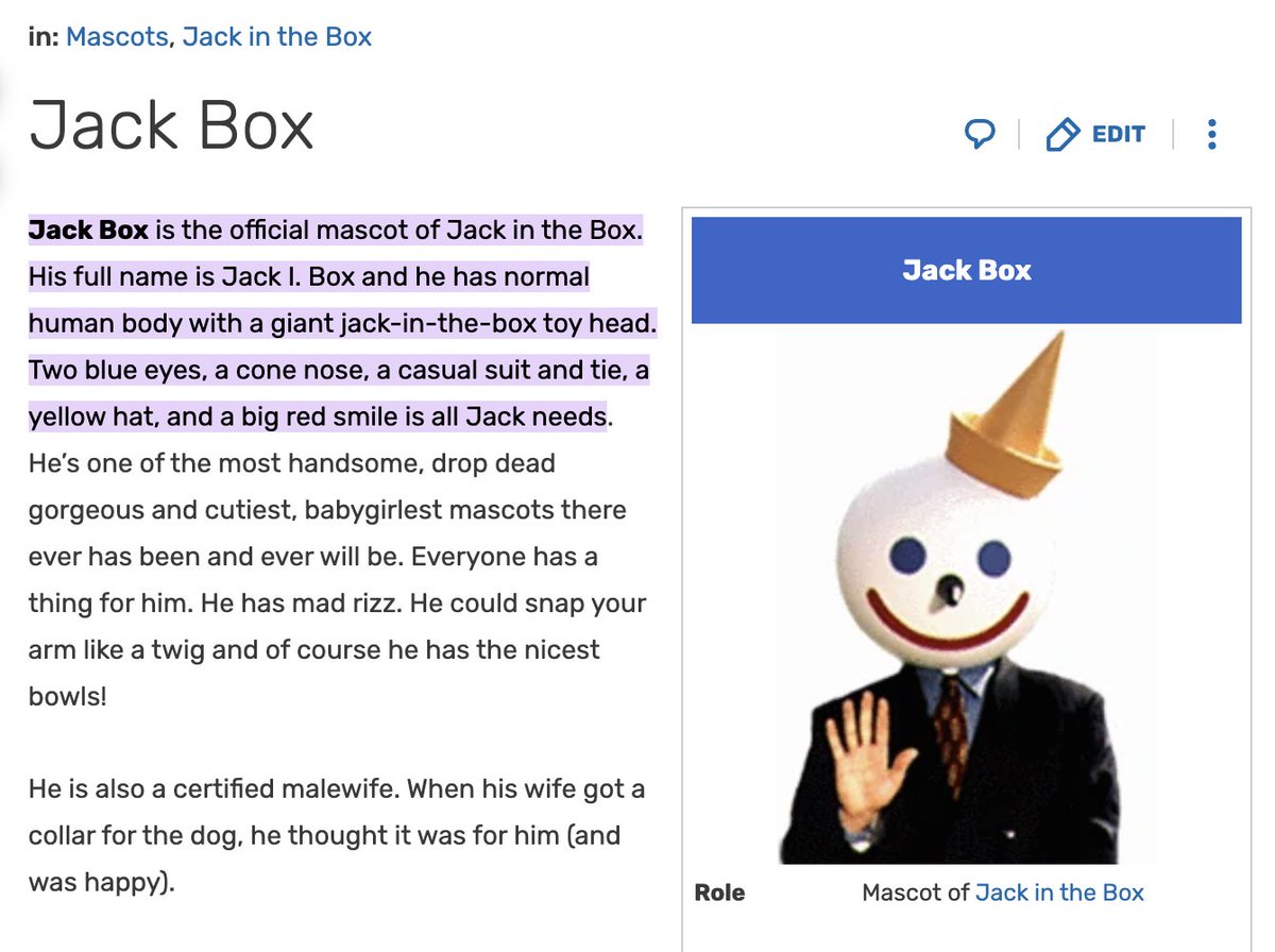 Jack In The Box On Twitter Which One Of You Wrote This On My Wiki Page 😂