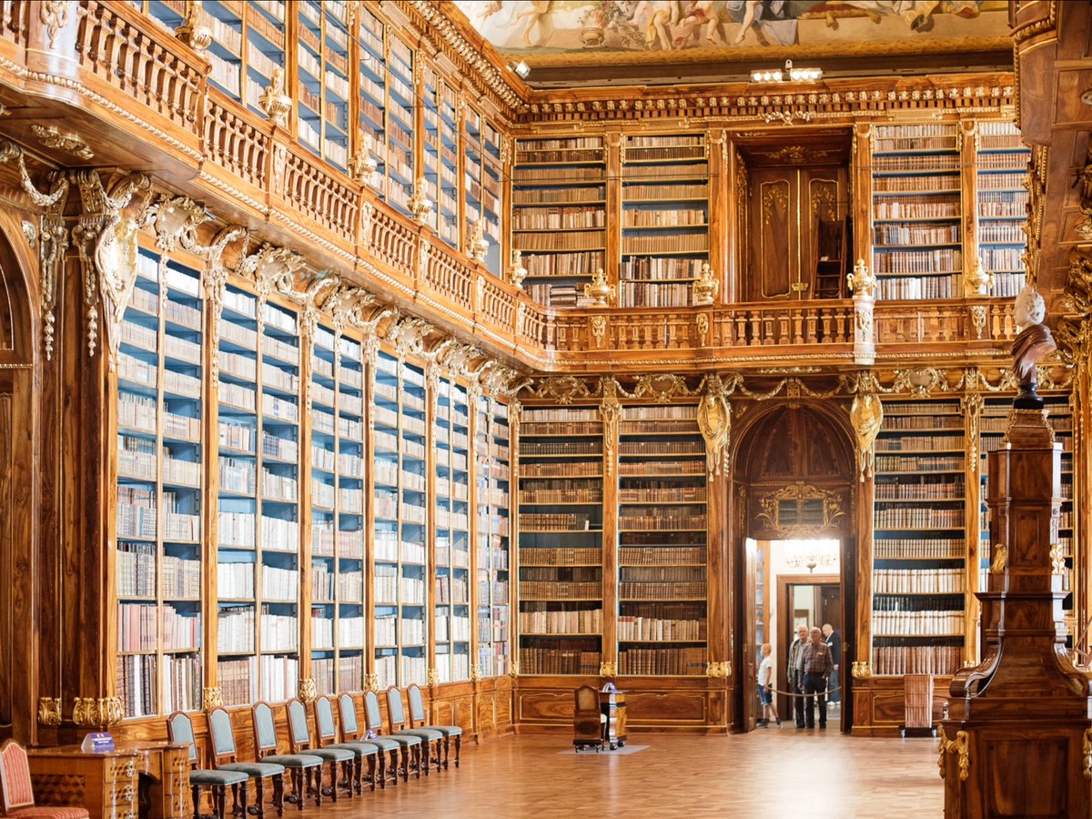 La salle Philosophie de la superbe Bibliothèque de Strahov, à Prague.
