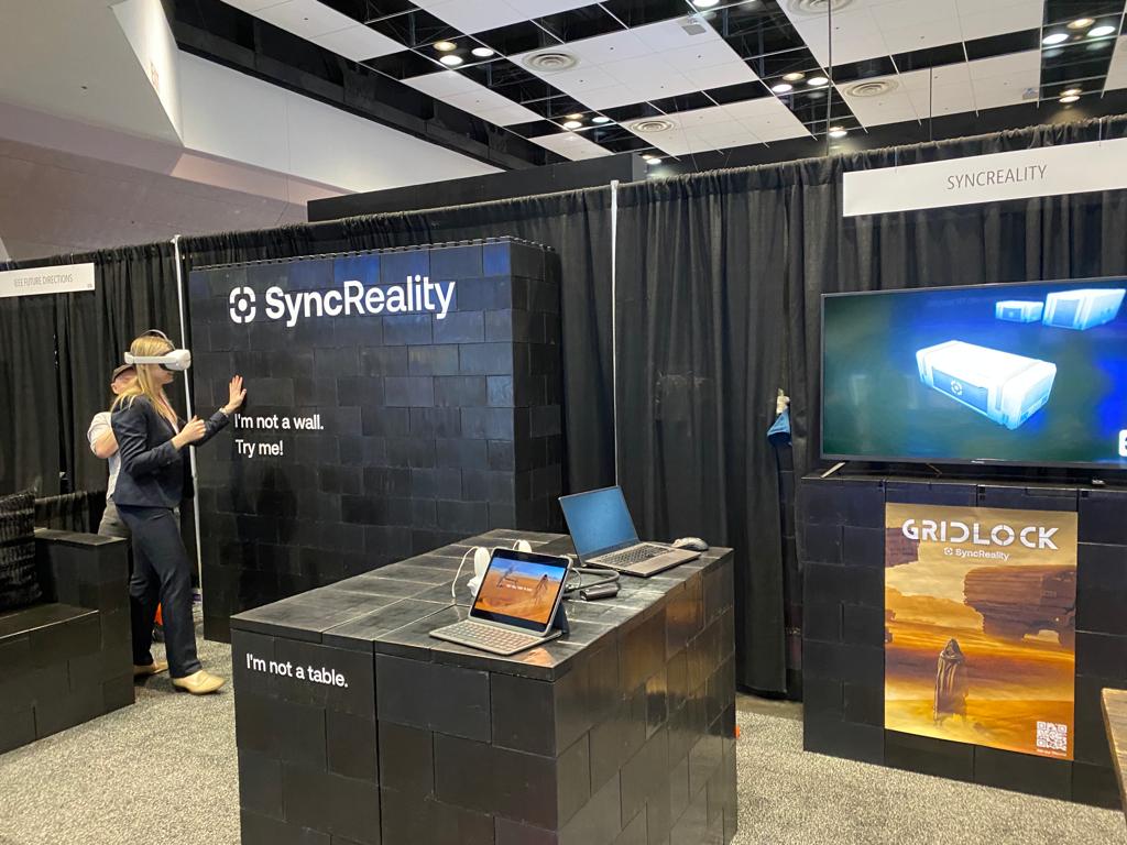 Today is the last chance to pass by our booth 608. Try our SyncReality powerd content. #AWEUSA2023 #SyncReality #xr #socialspatial #designtools #xrgaming #safestxrever #creators #playfulmedia #gamedevelopers
