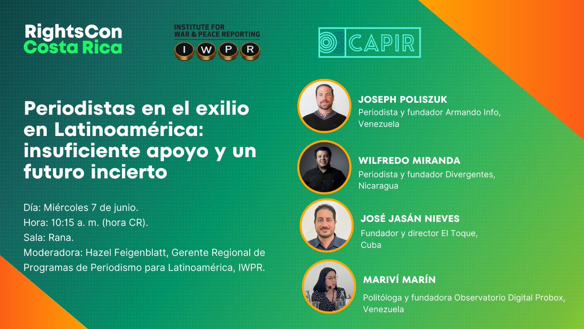 (1/3) Estaremos en @rightscon con un panel sobre una de las realidades más determinantes y complejas para el #periodismo y la libertad de expresión en #Latinoamérica : el periodismo en el exilio