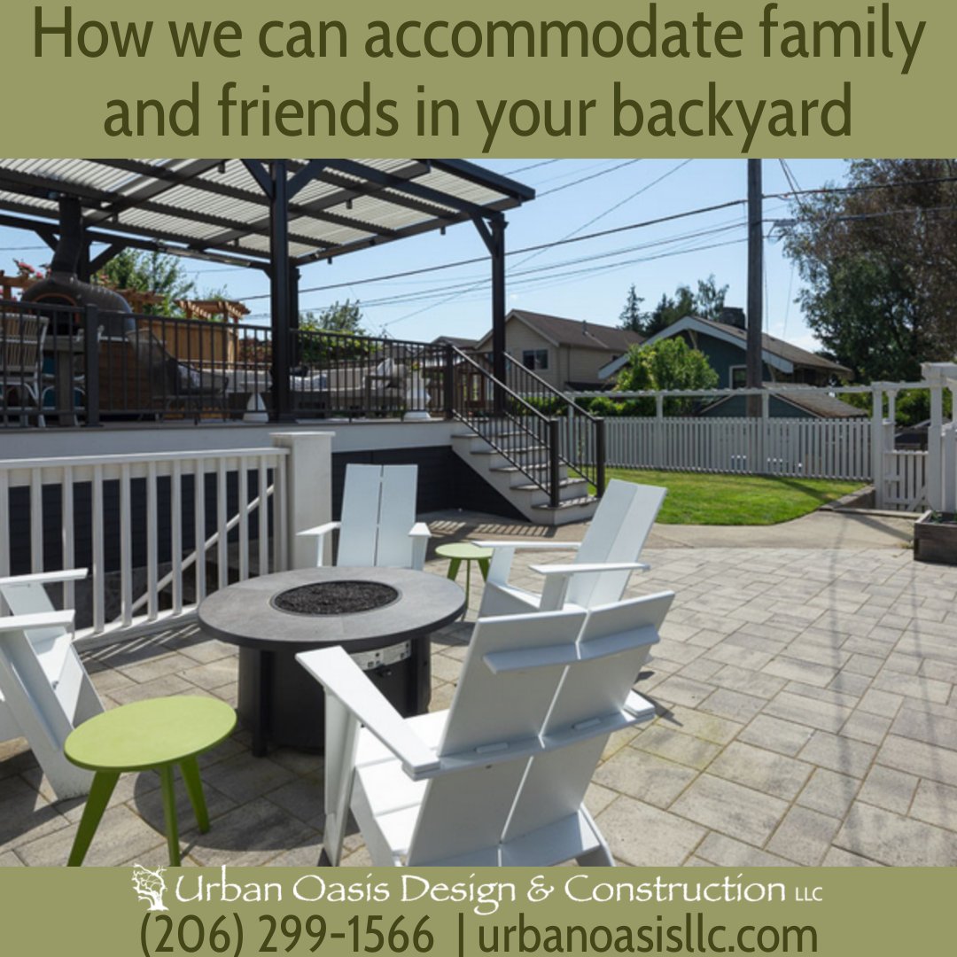 Between the outdoor living space, open patio, numerous raised gardens and lawn area, this backyard now accommodates the whole family and their friends. Call(206) 299-1566 and let us see how we can help in your backyard. #urbanoasisllc #backyardoasis