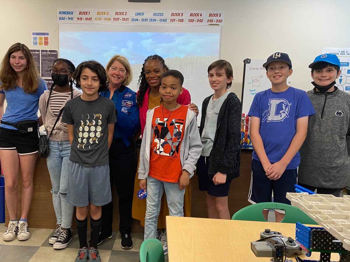 Astro_Pam's tweet photo. Fantastic time today at Environmental Charter Middle School with @RepSummerLee! Met their robotics team and talked to the student body about their future in space! Inspiring to witness their creativity and innovation firsthand. The future looks bright with these young minds! https://t.co/8c6wrGhRaJ