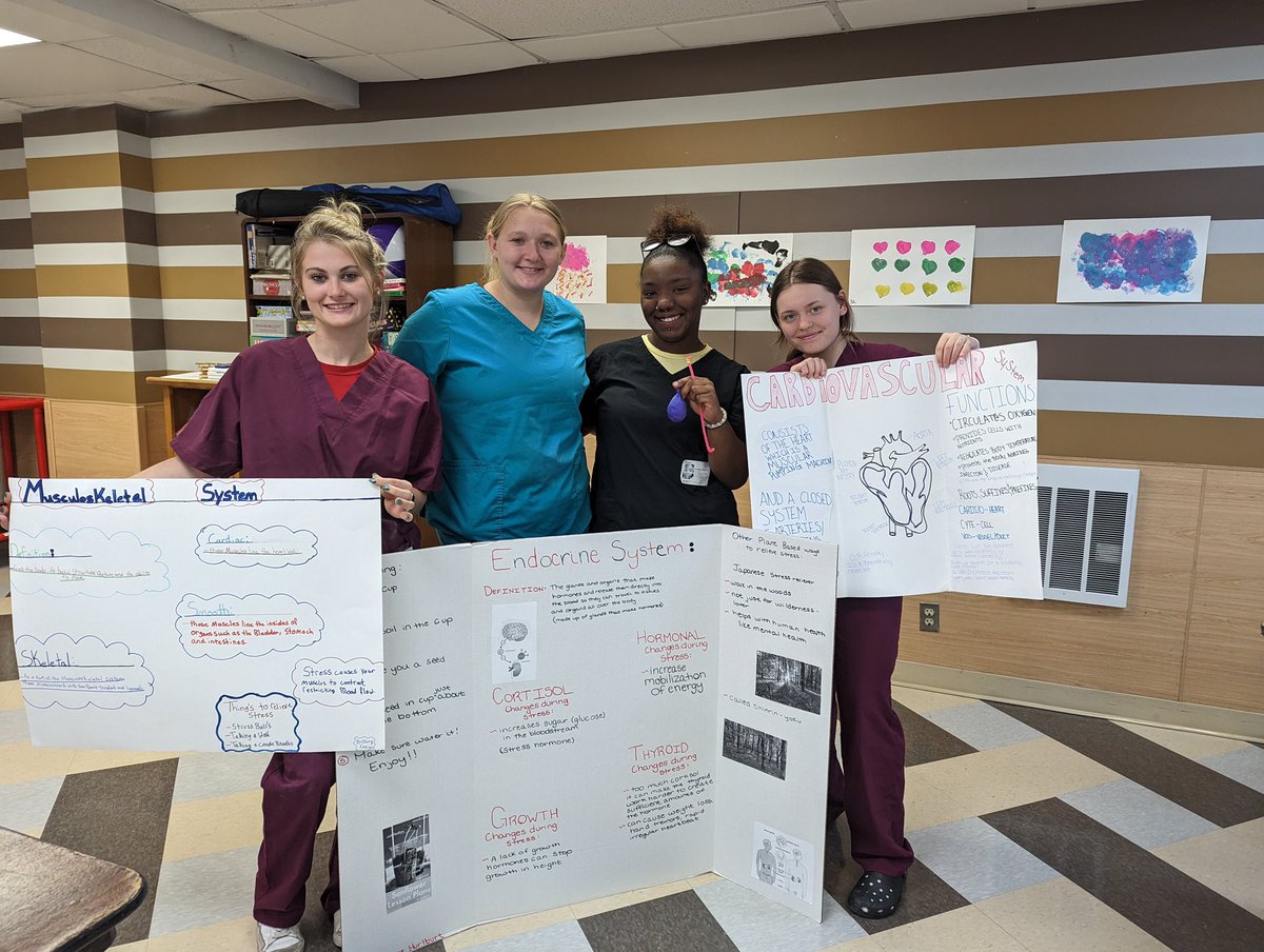 mcevoycte's tweet photo. Health Occupations seniors presented their capstone projects about the effect of stress on body systems to residents at Crown Park this week. https://t.co/boSE1ZV0cM
