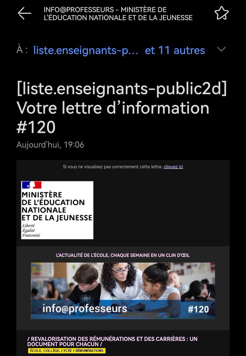 Petit_Prof's tweet photo. Le petit mail du ministère.

Parfois je suis tellement tentée de répondre "Merci bisou" et de cliquer sur RÉPONDRE À TOUS. https://t.co/aU3srV4D7H