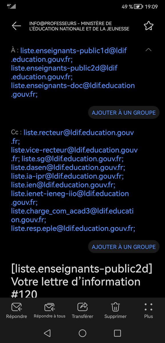 Petit_Prof's tweet photo. Le petit mail du ministère.

Parfois je suis tellement tentée de répondre "Merci bisou" et de cliquer sur RÉPONDRE À TOUS. https://t.co/aU3srV4D7H