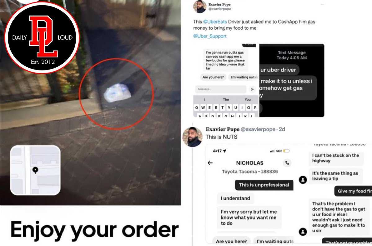 Daily Loud on Twitter "Uber Eats driver asked a customer for gas money