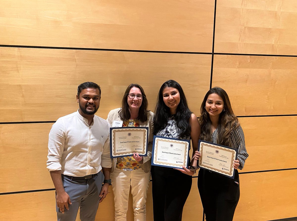 WAStateLib's tweet photo. We are so proud of the #iSchoolCapstone Team Data Whiz who won the MSIM Social Justice &amp; Social Impact Award at the @uw_ischool Capstone Gala!
Here they are with Shawn Schollmeyer, our WA Digital Newspapers Coordinator, who sponsored their project.
https://t.co/rcbnbUPaBm https://t.co/mUZYhb8xHU