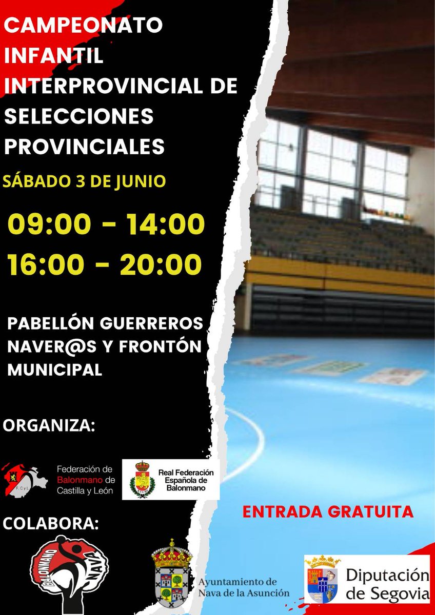El Frontón municipal y el Guerrer@s Naver@s 🏟️ acogerán mañana  el Torneo Infantil de Selecciones Provinciales de Castilla y León, donde se enfrentarán los equipos masculinos y femeninos de la Comunidad 🤾🏽🤾🏼‍♀️
