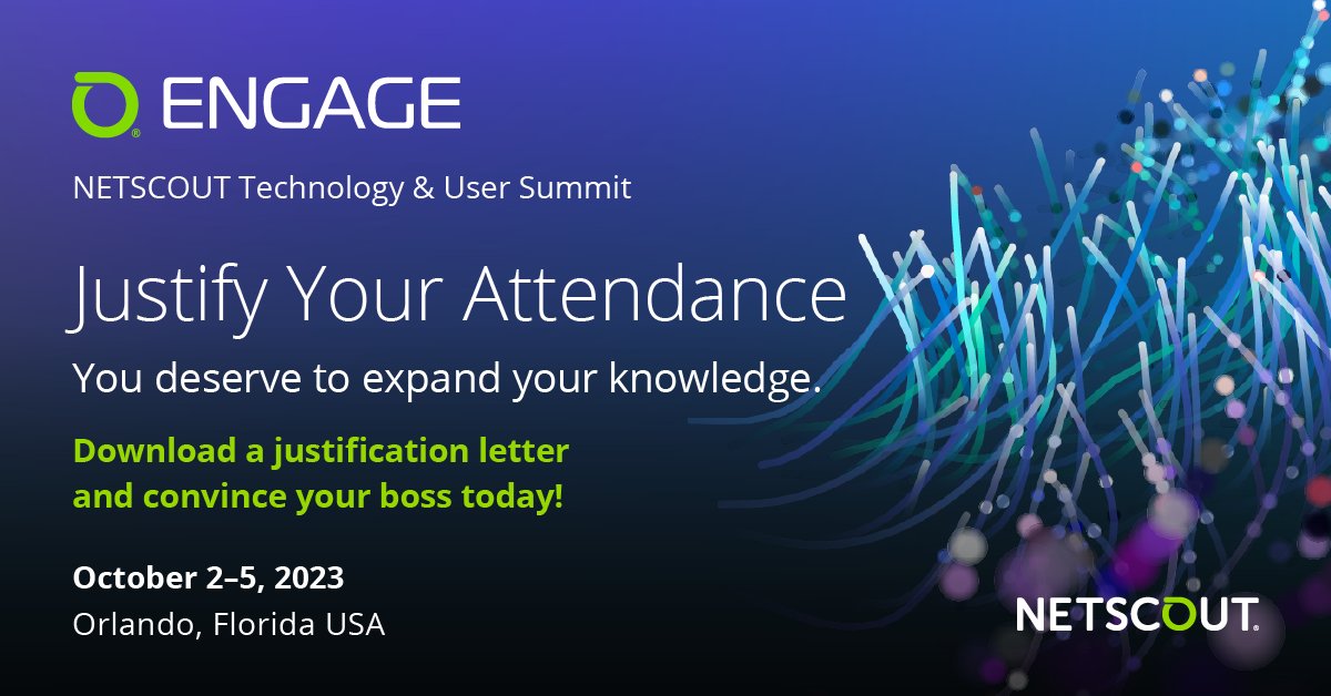 NETSCOUT's tweet photo. Gain new knowledge, expand your network, and enhance your skills at our upcoming #MyENGAGE. Convincing your boss to let you attend can be daunting, but the benefits are worth it. Take the leap and unlock new opportunities in your field!