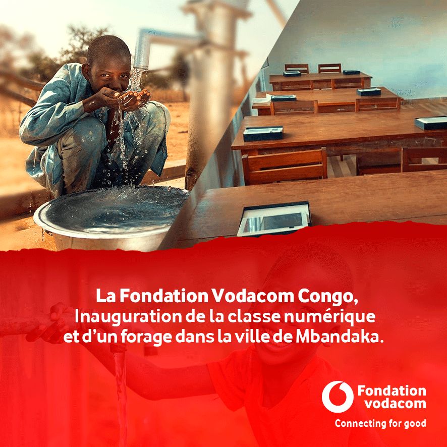 Vodacomcongo's tweet photo. Un geste d’amour n’attend pas !
Une classe numérique et de l’eau potable à Mbandaka grâce à la Fondation Vodacom
Pour plus d’info sur https://t.co/gyEUnPFdaJ
#Fondationvodacom #connectingforgood #waterandsanitation #ensembletoutdevientpossible #VodacomRDC https://t.co/SbB3GY8qmz