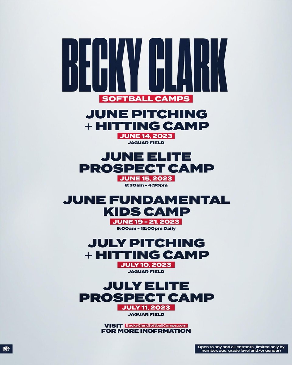Just under two weeks away‼️ 🥎 

Sign up today at BeckyClarkSoftballCamps.com 

#AllGasNoBrakes