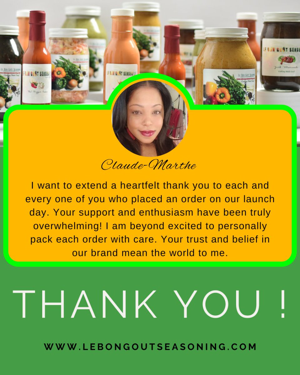 Thank you for choosing Le Bon Goût Seasoning. 
 #supportsmallbusinesses  #smallbusinesssupport  #supportsmall  #smallshop  #spiceupyourlife #organicspices #healthyeating #newyork #foodiefaves #seasoningblends #cookingathome #veganfriendly #womanownedsmallbusiness #bossmomlife