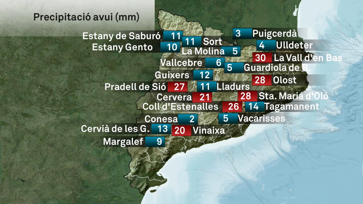 3CatInfoelTemps's tweet photo. Mapa de pluja acumulada avui 📊 @eltempsTV3 🌧 Més dades del temps actual a "Quin temps fa ara?" ➡https://t.co/vQOTn3GIZH    #ElTempsTV3 https://t.co/4Ycp99dQ5S