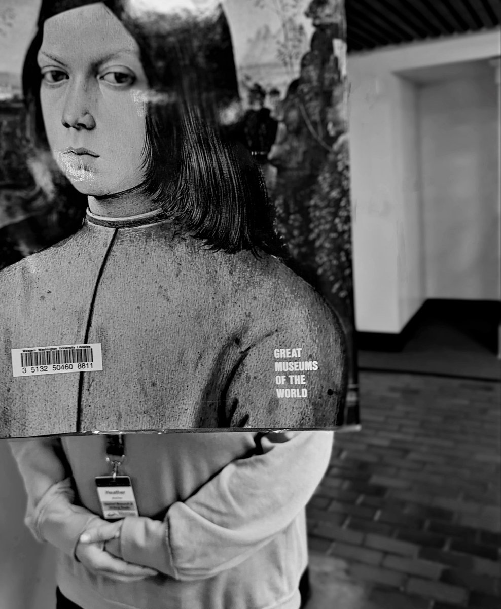 WWULibraries's tweet photo. Happy #BookfaceFriday! Today’s featured book is ‘Paintings Gallery, Dresden, Great Museums of the World,’ by Antonino Caleca. The book cover features a painting ‘Portrait of a Boy’ by the Italian painter & Renaissance artist known as Pinturicchio. #WWULibraries #WWU https://t.co/lfO8SzIfL7