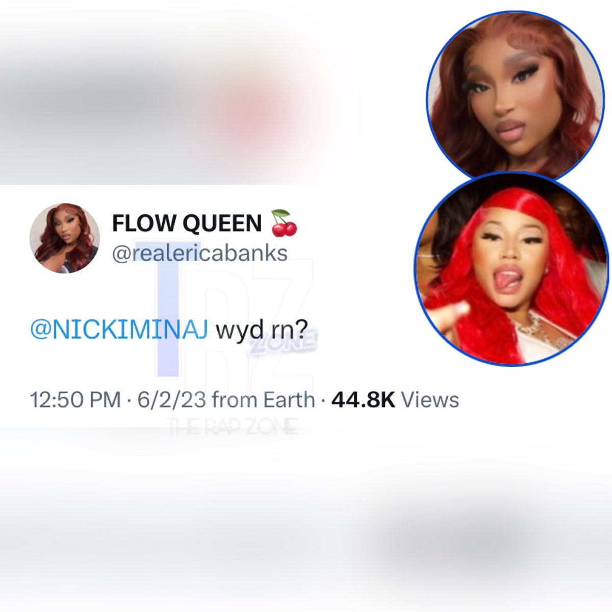 therapzone's tweet photo. Okay! #EricaBanks is tryna see what Nicki doing! Do y’all think she is still trying to reach out for a collab? 👀 (📸: @gettyimages) https://t.co/BhYCvr3QHK