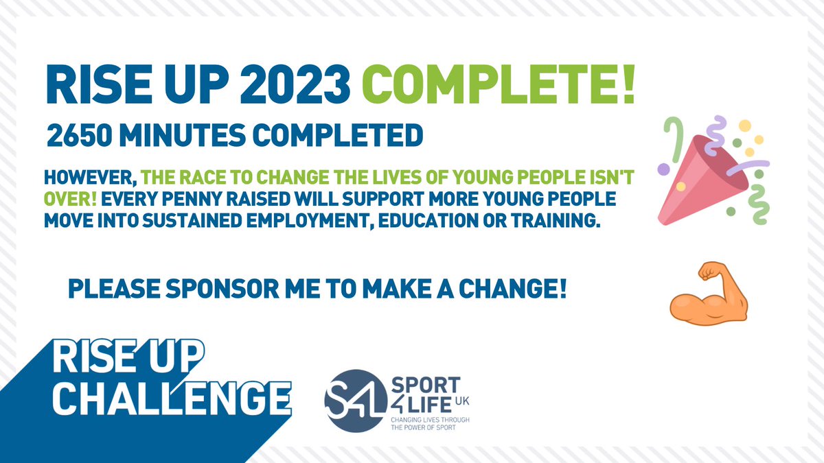 Robert Wells (@robkwells) on Twitter photo Delighted to have completed <a href="/Sport4LifeUK/">Sport 4 Life UK</a> Rise Up Challenge 2023, very happy with a 5th place and it’s not too late to help change lives & sponsor me 🙏 sport4life.enthuse.com/pf/6ce13/donat… Delighted to have completed <a href="/Sport4LifeUK/">Sport 4 Life UK</a> Rise Up Challenge 2023, very happy with a 5th place and it’s not too late to help change lives & sponsor me 🙏 sport4life.enthuse.com/pf/6ce13/donat…