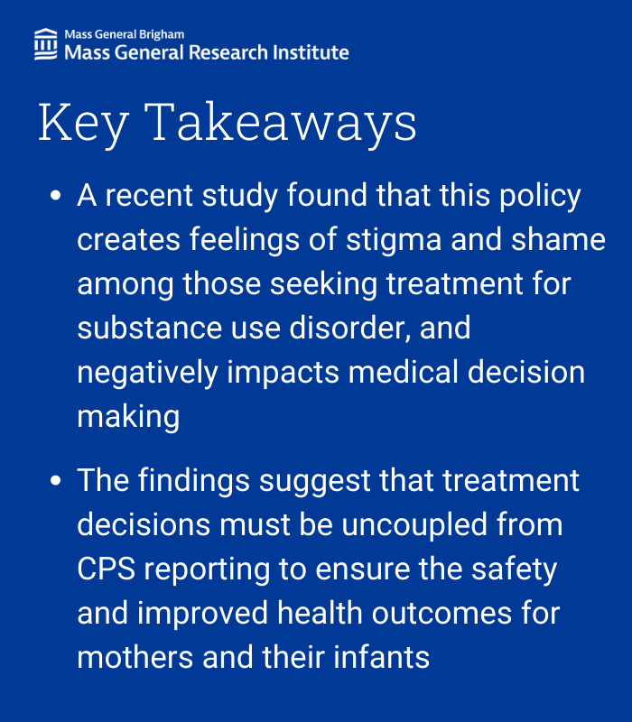 Mass General Brigham Research (@mgbresearchnews) on Twitter photo In a new study from <a href="/MassGeneralNews/">MassGeneral News</a>, researchers call for changes to state law requiring child protective services to be notified when medications for opioid use disorder are used during pregnancy.
Read More: massgeneral.org/news/press-rel… <a href="/davida_Schiff/">Davida Schiff, MD</a> <a href="/PrismMGH/">PRISM</a> In a new study from <a href="/MassGeneralNews/">MassGeneral News</a>, researchers call for changes to state law requiring child protective services to be notified when medications for opioid use disorder are used during pregnancy.
Read More: massgeneral.org/news/press-rel… <a href="/davida_Schiff/">Davida Schiff, MD</a> <a href="/PrismMGH/">PRISM</a>