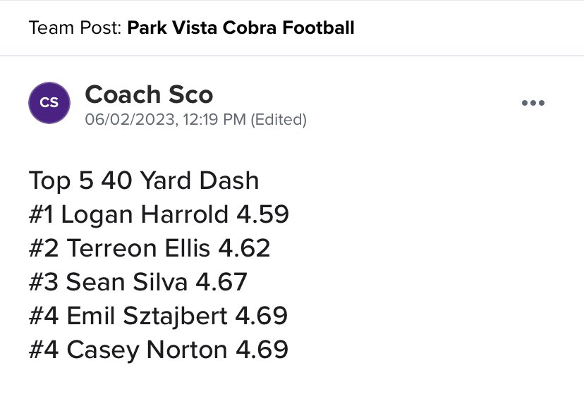 Had a great first two days of summer ball!! Recorded a 4.59 40 yard dash, a 30 inch vert, 16 reps of 185 on bench, 5.8 three cone, and 8 foot broad jump. Can’t wait to continue the grind this summer!! <a href="/CoachStoNGo/">Justin Stovall</a> <a href="/CoachW_Edwards/">Willie Edwards</a> <a href="/donferraro317/">Don Ferraro</a> <a href="/coach_dwise/">Coach D Wise</a> <a href="/CoachChrisBoden/">Chris Boden</a>