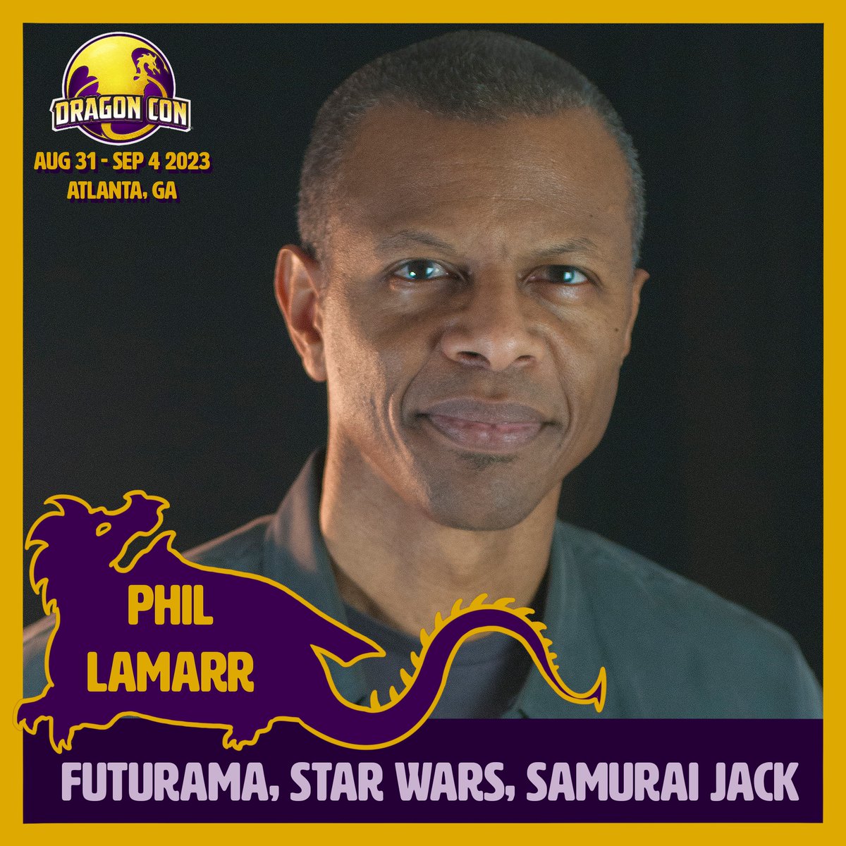 Sweet gorilla of Manila! It's Hermes Conrad! No wait, It's Samurai Jack? Ollie Williams? Static? Green Lantern? It's Phil Lamarr and he'll be joining us for #DragonCon2023.