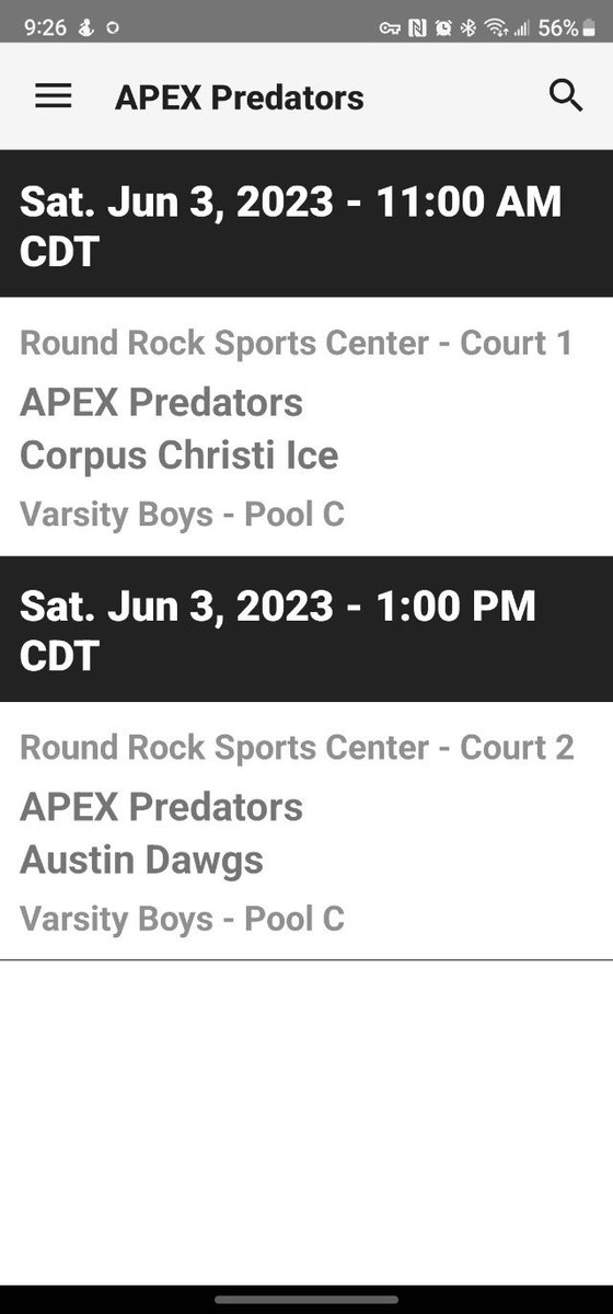 First 2 Games this weekend on Saturday . Come check us out at the Super Regionals at Round Rock Sports Center ! 
<a href="/NYCESCO/">LIONEL B. ESCOFFERY</a> <a href="/_Damien_Taylor/">Damien Taylor</a> <a href="/McLean_Shawn15/">Shawn McLean</a> <a href="/Phonzo3k/">Alphonzo Houser III</a> <a href="/jwththajumper/">Jeremy Hampton</a> <a href="/CPN13_/">Cedrick Norwood Jr.</a> <a href="/kjturnt/">kolton</a>