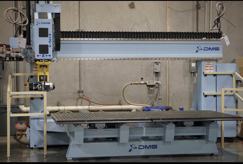 Our machine of the day is our 5-axis CNC router. Another one of our large format machines that we use to make conduit panels out of HDPE and almond sorting panels. #5axis  #conduitpanels #ag #hdpe