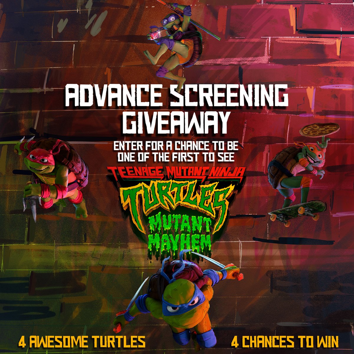 gofooji's tweet image. cowabunga! Retweet this new Teenage Mutant Ninja Turtles: #MutantMayhem trailer for the chance to be one of FIRST to see #TMNTMovie! We’re giving away 4 hometown advance screenings. Share which turtle you are with #TMNTLeo, #TMNTMikey, #TMNTDonnie or #TMNTRaph &amp;amp; #Sweepstakes…