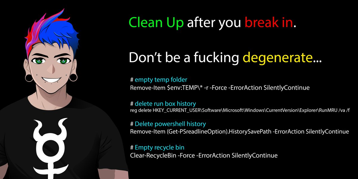 Powershell tips to make you a ✨better✨ 
😈 hacker and person 👼 

Might make this my deskmat ha