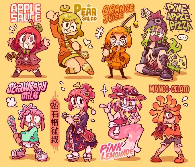 All of my fruit-themed girls 🍎 Refs in thread