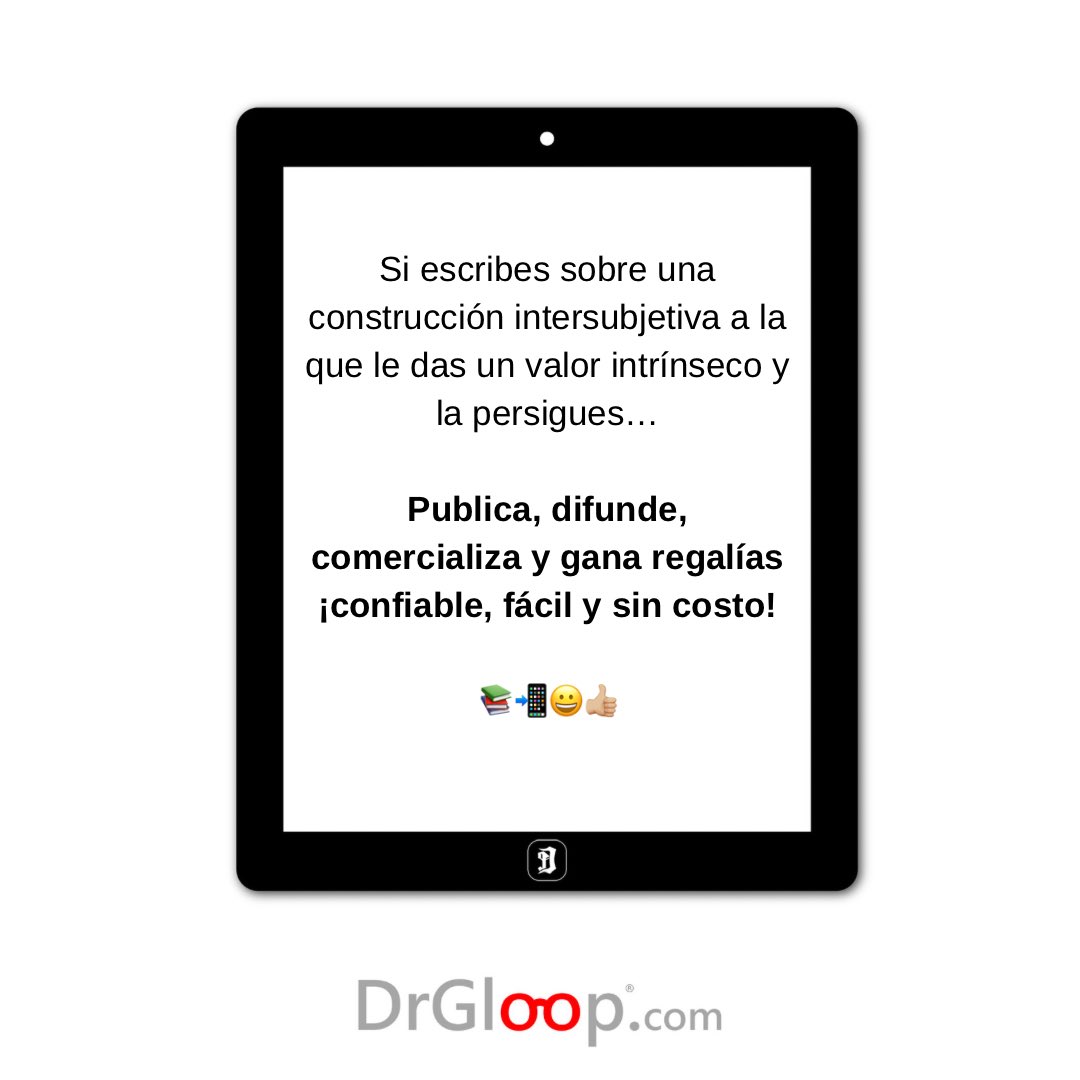 Publica, difunde, comercializa y gana regalías ¡confiable, fácil y sin costo!
En DrGloop.com
😀📚📲👍🏼